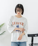【C-FORT POINT/フォートポイント】【綿100%のやわらかな着心地】ワイドシルエット7分袖Tシャツ フレブル プリント ワイドシルエット 体形カバー
