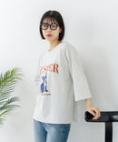 【C-FORT POINT/フォートポイント】【綿100%のやわらかな着心地】ワイドシルエット7分袖Tシャツ フレブル プリント ワイドシルエット 体形カバー