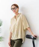 【C-FORTPOINT/フォートポイント】【涼しく着られて体型カバーも】綿麻ブラウス 天然素材 蒸れにくい さらさら 涼感 落ち感 高見え ニュアンスカラー
