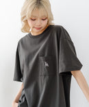 【SAVIER/サビアー】×【ZERO STAIN/ゼロステイン】【LAロゴ立体刺繍】コラボ ポケット付き Tシャツ オーバーサイズ 汗染み防止 ストリート・スケーター