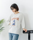 【C-FORT POINT/フォートポイント】【綿100%のやわらかな着心地】ワイドシルエット7分袖Tシャツ フレブル プリント ワイドシルエット 体形カバー