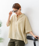 【C-FORTPOINT/フォートポイント】【涼しく着られて体型カバーも】綿麻ブラウス 天然素材 蒸れにくい さらさら 涼感 落ち感 高見え ニュアンスカラー