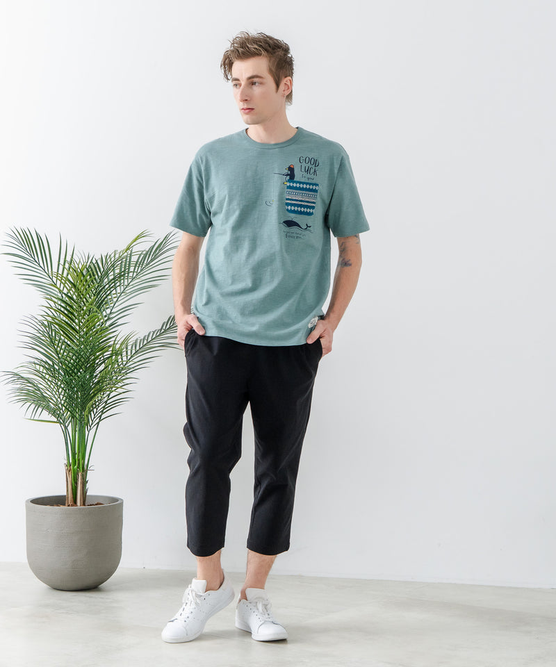 【Blue Standard/ブルースタンダード】スラブコットン アニマルプリント ポケット付Tシャツzo