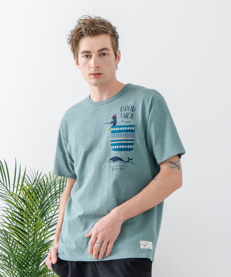 【Blue Standard/ブルースタンダード】スラブコットン アニマルプリント ポケット付Tシャツzo