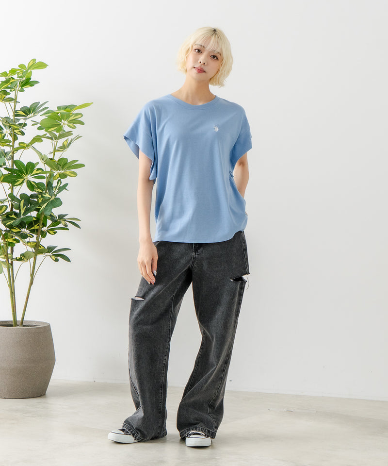 リラックスフィットワンポイント刺繍フレンチスリーブ Ｔシャツ 【U.S. POLO ASSN./ユーエスポロアッスン】　　　　　　　　　　　　　　　　　　　　　　　　　　　　　　　　　　　　　　　　　　　　　　　　　　　　　　　　　　　　