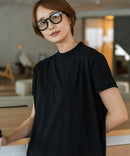【C-FORTPOINT/フォートポイント】【ストレッチ性抜群の冷感素材を使用】フレンチスリーブ モックネックTシャツ プチハイネック プルオーバー 接触冷感 涼しい 二の腕カバー サイドスリット