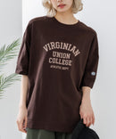 【DISCUS/ディスカス】ヘビーウェイト カレッジロゴプリントTシャツ ルーズシルエット