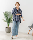 【C-FORT POINT/フォートポイント】【長めの丈感で腰回りカバー】ベーシックチェックシャツ レギュラーカラー ゆったりシルエット チェック柄 長袖 定番 カジュアル