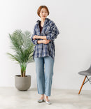 【C-FORT POINT/フォートポイント】【長めの丈感で腰回りカバー】ベーシックチェックシャツ レギュラーカラー ゆったりシルエット チェック柄 長袖 定番 カジュアル