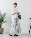 【C-FORTPOINT/フォートポイント】【ストレッチ性抜群の冷感素材を使用】ハイネック ドロップショルダー5分袖Tシャツ プルオーバー 接触冷感 涼しい 体形カバー サイドスリット