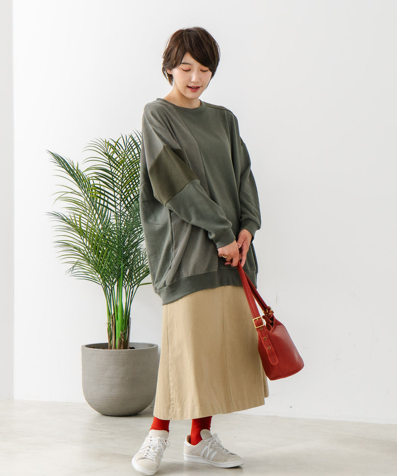 【C-FORT POINT/フォートポイント】コーデュロイ ワッフル 切り替え チュニック