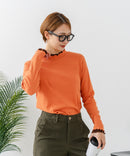 【C-FORTPOINT/フォートポイント】【すっきりとした縦ラインで細見えを叶える】リブハイネックロンT カットソー レイヤード風 メロウ始末 華やか フェミニン