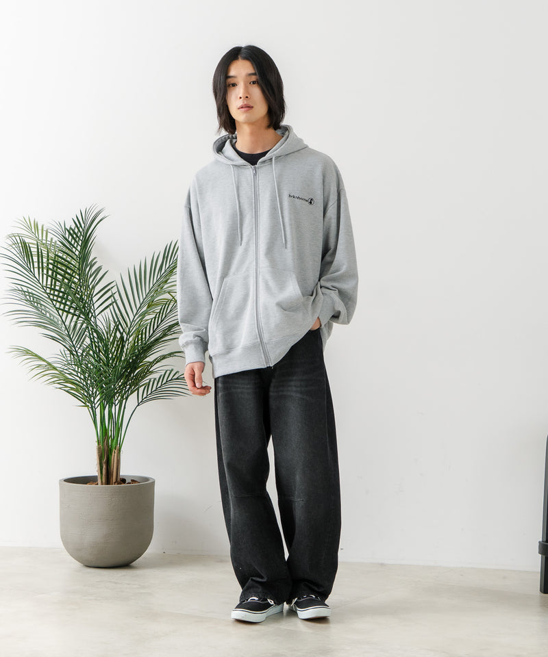 【BRKNHOME/ブロークンホーム】バックプリント フルジップ スウェットパーカー
