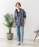 【C-FORT POINT/フォートポイント】【長めの丈感で腰回りカバー】ベーシックチェックシャツ レギュラーカラー ゆったりシルエット チェック柄 長袖 定番 カジュアル