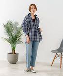 【C-FORT POINT/フォートポイント】【長めの丈感で腰回りカバー】ベーシックチェックシャツ レギュラーカラー ゆったりシルエット チェック柄 長袖 定番 カジュアル