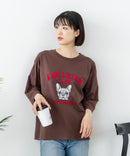 【C-FORT POINT/フォートポイント】【綿100%のやわらかな着心地】ワイドシルエット7分袖Tシャツ フレブル プリント カレッジ風ロゴ ワイドシルエット 体形カバー