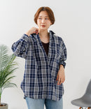【C-FORT POINT/フォートポイント】【長めの丈感で腰回りカバー】ベーシックチェックシャツ レギュラーカラー ゆったりシルエット チェック柄 長袖 定番 カジュアル
