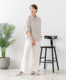 【C-FORTPOINT/フォートポイント】【上品 高見え刺繍】袖刺繍ブラウス 綿100％ 花模様 大人可愛い きれいめ 通勤 お出かけ
