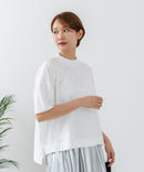 【C-FORTPOINT/フォートポイント】【ストレッチ性抜群の冷感素材を使用】ハイネック ドロップショルダー5分袖Tシャツ プルオーバー 接触冷感 涼しい 体形カバー サイドスリット