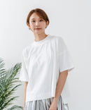【C-FORTPOINT/フォートポイント】【ストレッチ性抜群の冷感素材を使用】ハイネック ドロップショルダー5分袖Tシャツ プルオーバー 接触冷感 涼しい 体形カバー サイドスリット