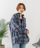 【C-FORT POINT/フォートポイント】【長めの丈感で腰回りカバー】ベーシックチェックシャツ レギュラーカラー ゆったりシルエット チェック柄 長袖 定番 カジュアル