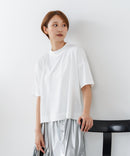 【C-FORTPOINT/フォートポイント】【ストレッチ性抜群の冷感素材を使用】ハイネック ドロップショルダー5分袖Tシャツ プルオーバー 接触冷感 涼しい 体形カバー サイドスリット