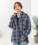 【C-FORT POINT/フォートポイント】【長めの丈感で腰回りカバー】ベーシックチェックシャツ レギュラーカラー ゆったりシルエット チェック柄 長袖 定番 カジュアル