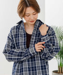 【C-FORT POINT/フォートポイント】【長めの丈感で腰回りカバー】ベーシックチェックシャツ レギュラーカラー ゆったりシルエット チェック柄 長袖 定番 カジュアル