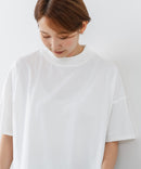 【C-FORTPOINT/フォートポイント】【ストレッチ性抜群の冷感素材を使用】ハイネック ドロップショルダー5分袖Tシャツ プルオーバー 接触冷感 涼しい 体形カバー サイドスリット
