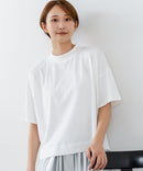 【C-FORTPOINT/フォートポイント】【ストレッチ性抜群の冷感素材を使用】ハイネック ドロップショルダー5分袖Tシャツ プルオーバー 接触冷感 涼しい 体形カバー サイドスリット