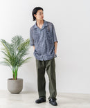 【BLUE STANDARD/ブルースタンダード】【大人のリゾートシャツ】オンブレチェック リゾート柄 プリントメッシュシャツ オープンカラー 総柄 涼感 速乾 旅行 海 フェス 軽い 爽やか