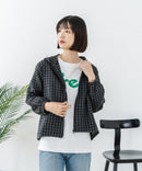 【C-FORT POINT/フォートポイント】【独特の凹凸感が肌離れよく動きやすさも◎】チェック柄 サッカー生地ジップパーカー きれいめ カジュアル ライトアウター レイヤード デイリーユース お出掛け