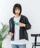 【C-FORT POINT/フォートポイント】【独特の凹凸感が肌離れよく動きやすさも◎】チェック柄 サッカー生地ジップパーカー きれいめ カジュアル ライトアウター レイヤード デイリーユース お出掛け