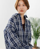 【C-FORT POINT/フォートポイント】【長めの丈感で腰回りカバー】ベーシックチェックシャツ レギュラーカラー ゆったりシルエット チェック柄 長袖 定番 カジュアル