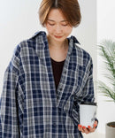 【C-FORT POINT/フォートポイント】【長めの丈感で腰回りカバー】ベーシックチェックシャツ レギュラーカラー ゆったりシルエット チェック柄 長袖 定番 カジュアル