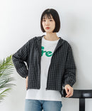 【C-FORT POINT/フォートポイント】【独特の凹凸感が肌離れよく動きやすさも◎】チェック柄 サッカー生地ジップパーカー きれいめ カジュアル ライトアウター レイヤード デイリーユース お出掛け