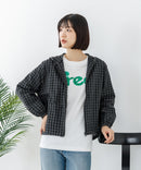 【C-FORT POINT/フォートポイント】【独特の凹凸感が肌離れよく動きやすさも◎】チェック柄 サッカー生地ジップパーカー きれいめ カジュアル ライトアウター レイヤード デイリーユース お出掛け