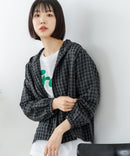 【C-FORT POINT/フォートポイント】【独特の凹凸感が肌離れよく動きやすさも◎】チェック柄 サッカー生地ジップパーカー きれいめ カジュアル ライトアウター レイヤード デイリーユース お出掛け