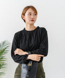 【C-FORTPOINT/フォートポイント】【綿100%素材で通気性・吸湿性に優れます】襟レースシャーリングロンT カットソー きれいめ ナチュラル フェミニン スカラップレース レイヤード