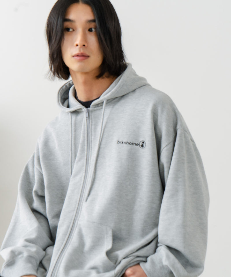 【BRKNHOME/ブロークンホーム】バックプリント フルジップ スウェットパーカー