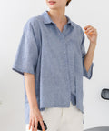 【C-FORTPOINT/フォートポイント】【涼しく着られて体型カバーも】綿麻ブラウス 天然素材 蒸れにくい さらさら 涼感 落ち感 高見え ニュアンスカラー