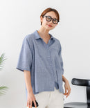 【C-FORTPOINT/フォートポイント】【涼しく着られて体型カバーも】綿麻ブラウス 天然素材 蒸れにくい さらさら 涼感 落ち感 高見え ニュアンスカラー
