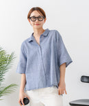 【C-FORTPOINT/フォートポイント】【涼しく着られて体型カバーも】綿麻ブラウス 天然素材 蒸れにくい さらさら 涼感 落ち感 高見え ニュアンスカラー