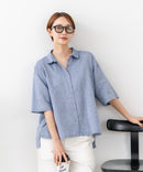 【C-FORTPOINT/フォートポイント】【涼しく着られて体型カバーも】綿麻ブラウス 天然素材 蒸れにくい さらさら 涼感 落ち感 高見え ニュアンスカラー