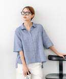 【C-FORTPOINT/フォートポイント】【涼しく着られて体型カバーも】綿麻ブラウス 天然素材 蒸れにくい さらさら 涼感 落ち感 高見え ニュアンスカラー