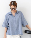 【C-FORTPOINT/フォートポイント】【涼しく着られて体型カバーも】綿麻ブラウス 天然素材 蒸れにくい さらさら 涼感 落ち感 高見え ニュアンスカラー