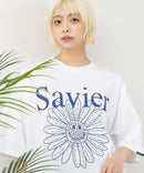 【SAVIER/サビアー】×【SMILEY FACE/スマイリーフェイス】コラボ フラワープリント Tシャツ オーバーサイズ