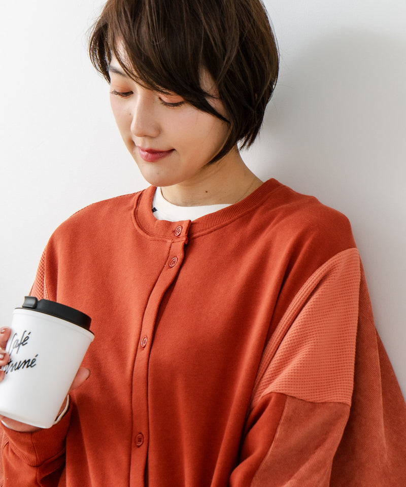 【C-FORT POINT/フォートポイント】コーデュロイ ワッフル 切り替え カーディガン