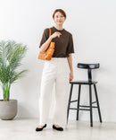 【C-FORTPOINT/フォートポイント】【ひんやり接触冷感 二の腕カバー】カット楊柳 ハイネック5分袖Tシャツ 体型カバー 着痩せ きれいめ カジュアル 涼しい