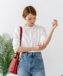 【C-FORTPOINT/フォートポイント】【綿100%素材で通気性・吸湿性に優れます】襟レースシャーリングロンT カットソー きれいめ ナチュラル フェミニン スカラップレース レイヤード
